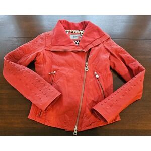 Doma Vintage‎ Red Leather Jacket Size Small Style 5278